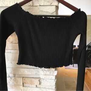 Love Culture Long Sleeve Black Crop Top